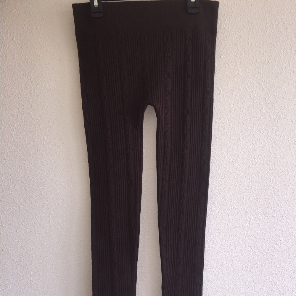 Chocolate brown tights with pattern